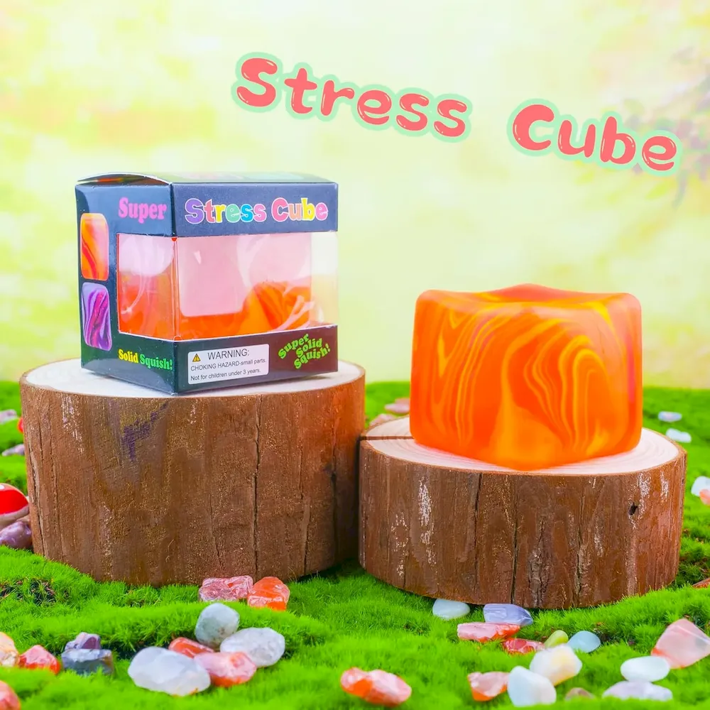 Premium NeeDoh Nice Cube C Solid Squish C Yellow & Orange - Image 4