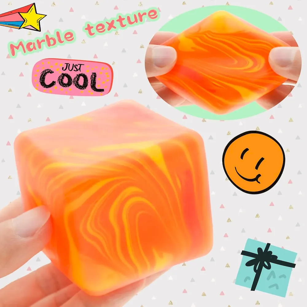 Premium NeeDoh Nice Cube C Solid Squish C Yellow & Orange - Image 7
