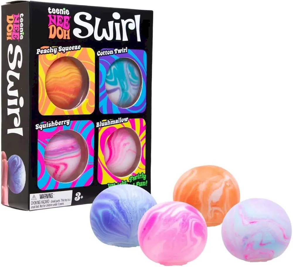 Schylling NeeDoh Teenie Swirl 4 Pack – Sensory Squeeze Toy – 1.5″ in Diameter – Colors May Vary - Image 3