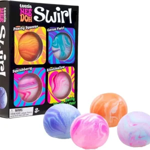 Schylling NeeDoh Teenie Swirl 4 Pack – Sensory Squeeze Toy – 1.5″ in Diameter – Colors May Vary