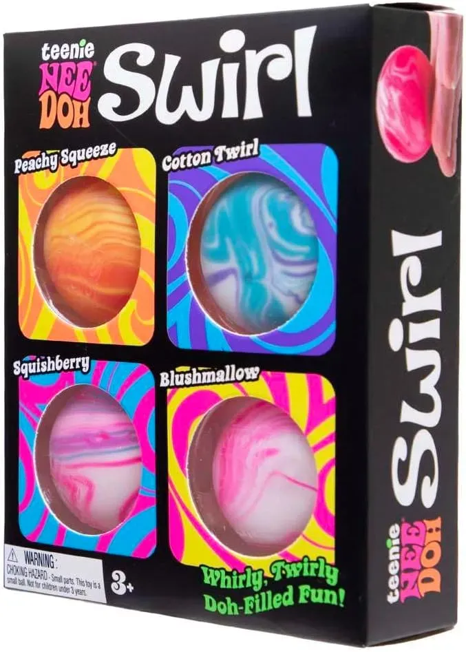Schylling NeeDoh Teenie Swirl 4 Pack – Sensory Squeeze Toy – 1.5″ in Diameter – Colors May Vary - Image 2