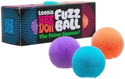 Premium Schylling Teenie NeeDoh 3-Pack Mini Sensory Fuzz Balls with Velvet Texture and Soft Squish. Ages 3 and Up