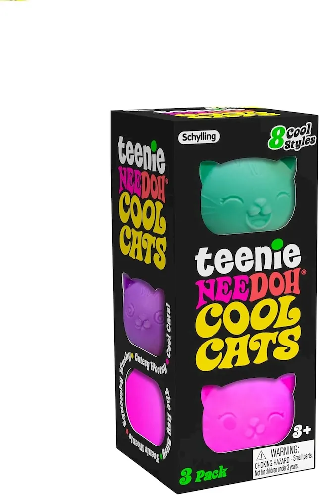Premium Schylling NeeDoh Teenie Cool Cat – Sensory Squeeze Toy – Contains 3 Mini Groovy Globs – 1.5 Wide – Color May Vary (Pack of 1) : Toys & Games