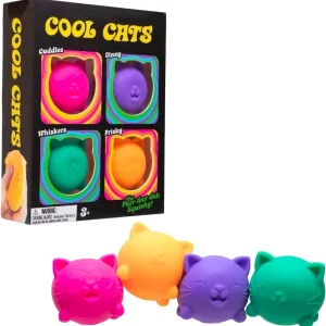 Premium 4PCS Cool Cats Squishy. Squeeze&Play Stress Relief Sensory Fidget Toys Stress Balls. Slow Rising Mini Cool Cat Squishy Portable Toys for Autism. ADHD. Party Favors Gifts (#01) : Toys & Games