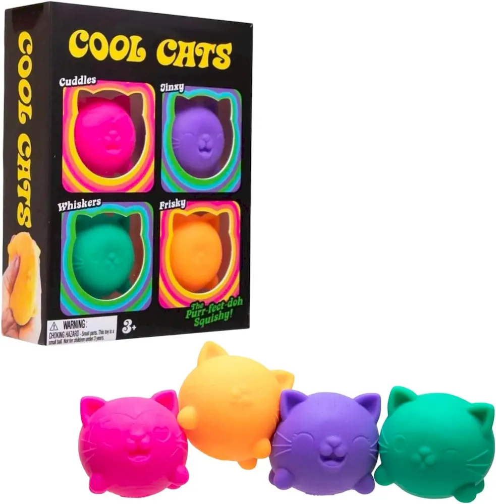 Premium 4PCS Cool Cats Squishy. Squeeze&Play Stress Relief Sensory Fidget Toys Stress Balls. Slow Rising Mini Cool Cat Squishy Portable Toys for Autism. ADHD. Party Favors Gifts (#01) : Toys & Games