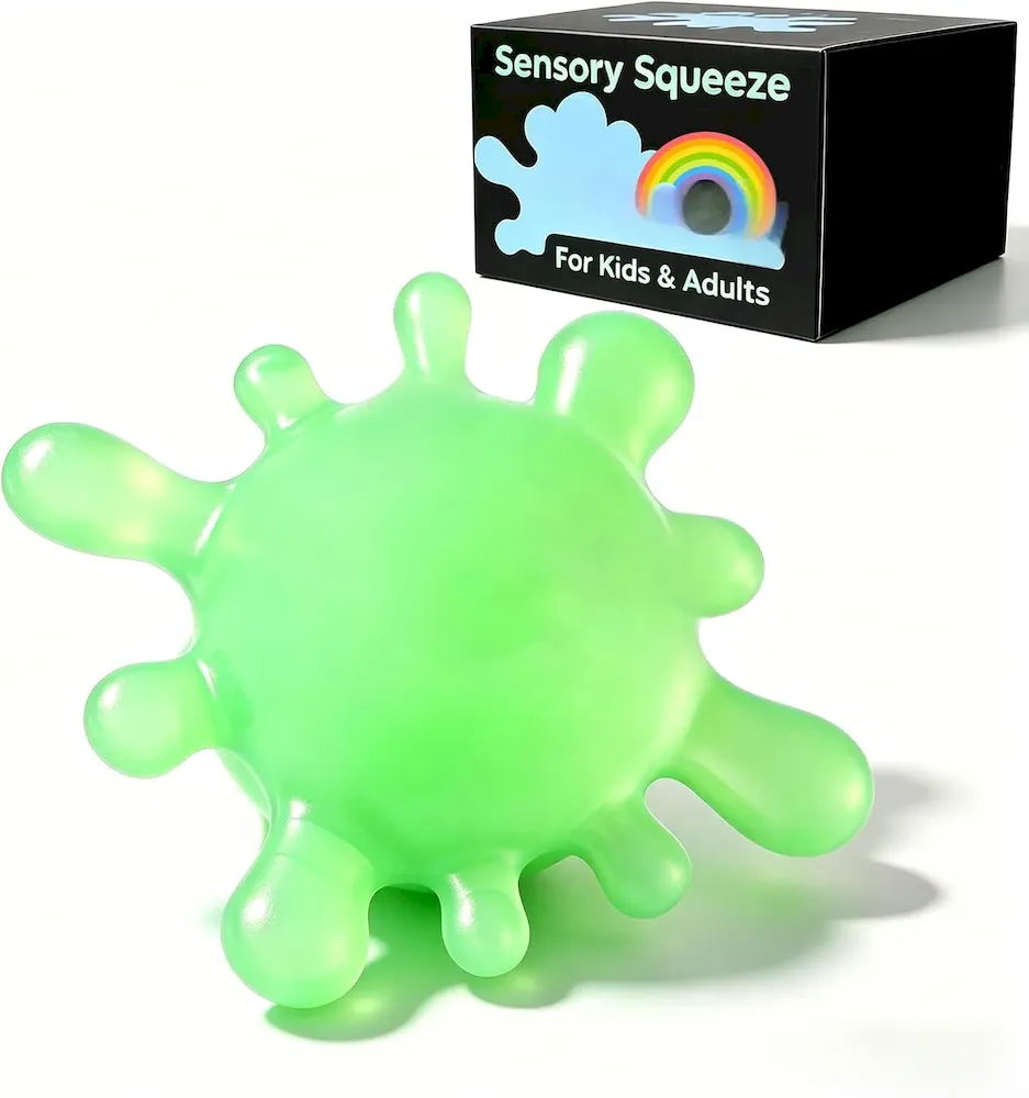 Premium 1 Pack Fidget Toys Stress Balls for Kids. Splat-Tastic Squishy Toy. Stress Splat Toy. Squishies Anxiety Stress Relief. Ice Squishy Stress Sensory Cube Malt Sugar Balls with Autism (Green) : Toys & Games