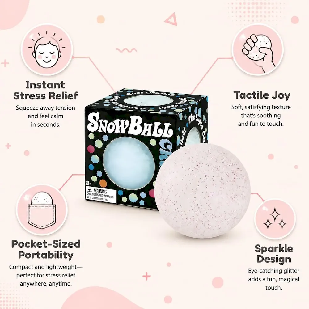 Premium Snowball Stress Relief. Squeeze Fidget Ball for Adults.Slow Rise Portable Desk Ball.Relaxation & Daily Calm Gifts : Toys & Games - Image 2