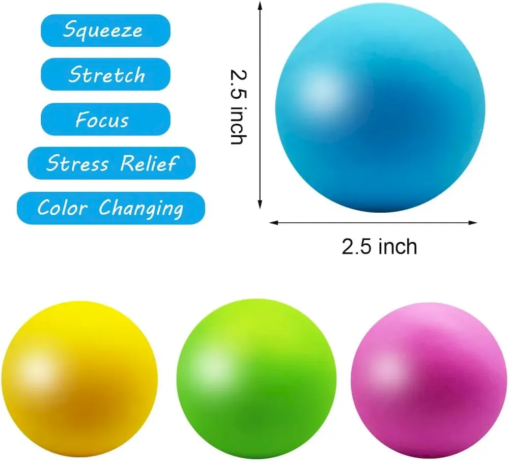 Premium Eutreec Stress Ball Toys Color Changing – Sensory Squeeze Toys Squishy Balls for Teens Kids and Adults Stress Relief Balls for Easter Stocking Party Bundle – 4 Pack(Green/Yellow/Blue/Pink) : Toys & Games - Image 4
