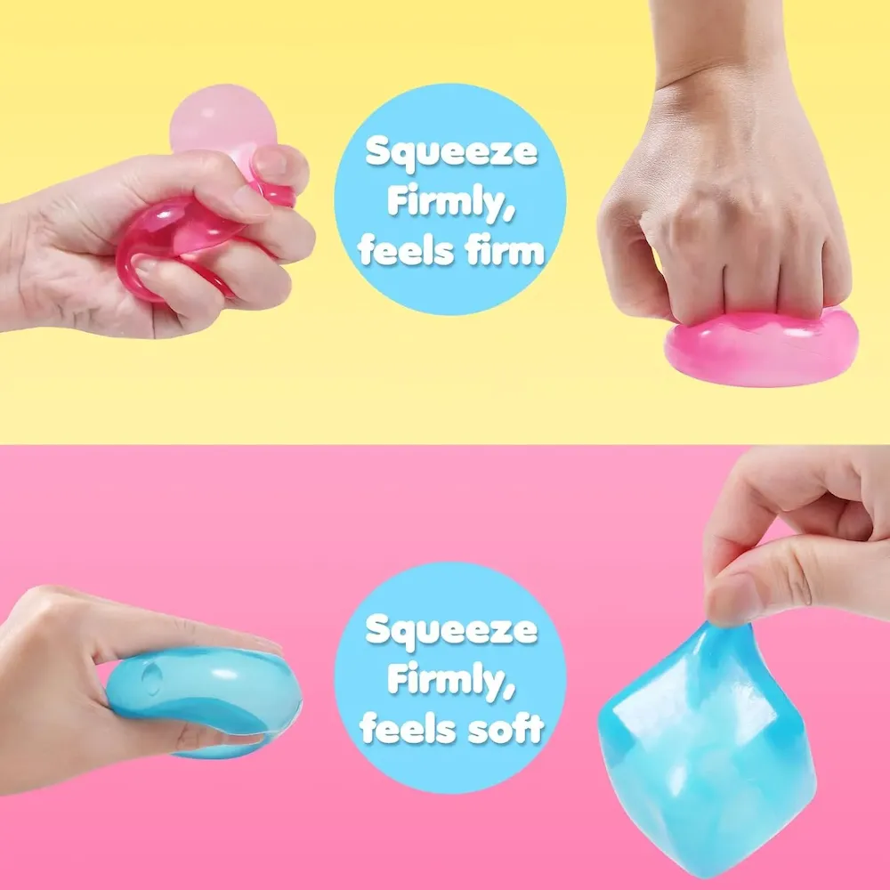 Premium 3pack Stress Cube Squishy Stress Balls for Adults Kids Fidget Toy for Your Best Mellow and Chill -Ice Cubes-Square Shape with Filling in Pink Purple Blue (3pcs Cube ) : Toys & Games - Image 4