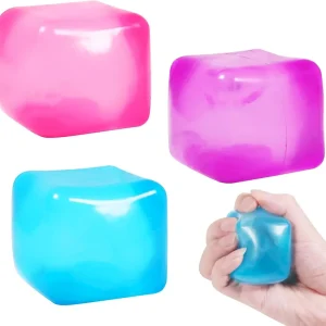 Premium 3pack Stress Cube Squishy Stress Balls for Adults Kids Fidget Toy for Your Best Mellow and Chill -Ice Cubes-Square Shape with Filling in Pink Purple Blue (3pcs Cube ) : Toys & Games