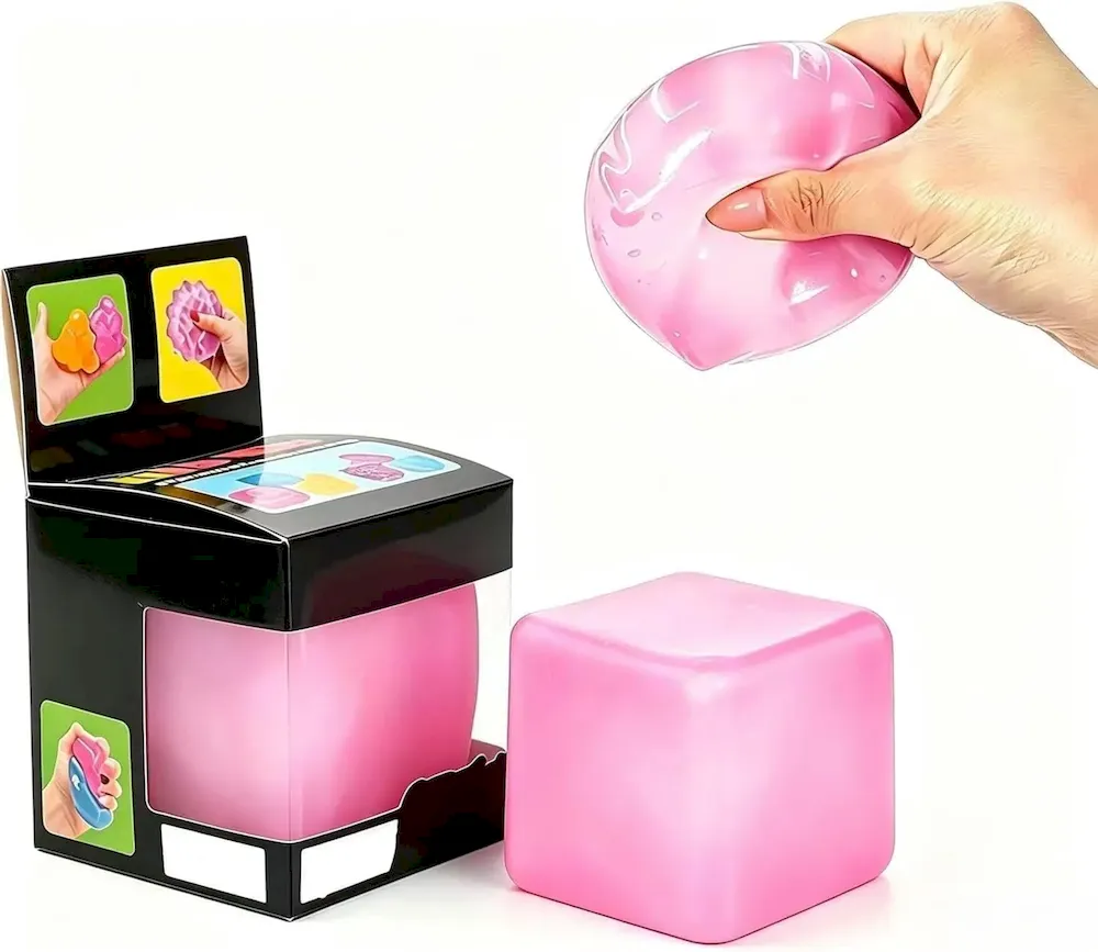 Premium Nice Ice Stress Cube. Squishy Fidget Toy Cubes. Slow Rising Squeeze Cube Balls. Non-Sticky Desk Toy for Relaxation & Focus for Adult. (NeeDoh) 1Pack Pink : Toys & Games