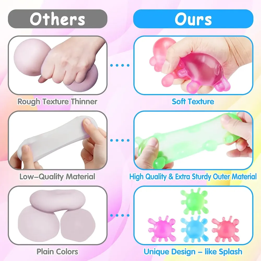 Premium 1 Pack Fidget Toys Stress Balls for Kids. Splat-Tastic Squishy Toy. Stress Splat Toy. Squishies Anxiety Stress Relief. Ice Squishy Stress Sensory Cube Malt Sugar Balls with Autism (Green) : Toys & Games - Image 5