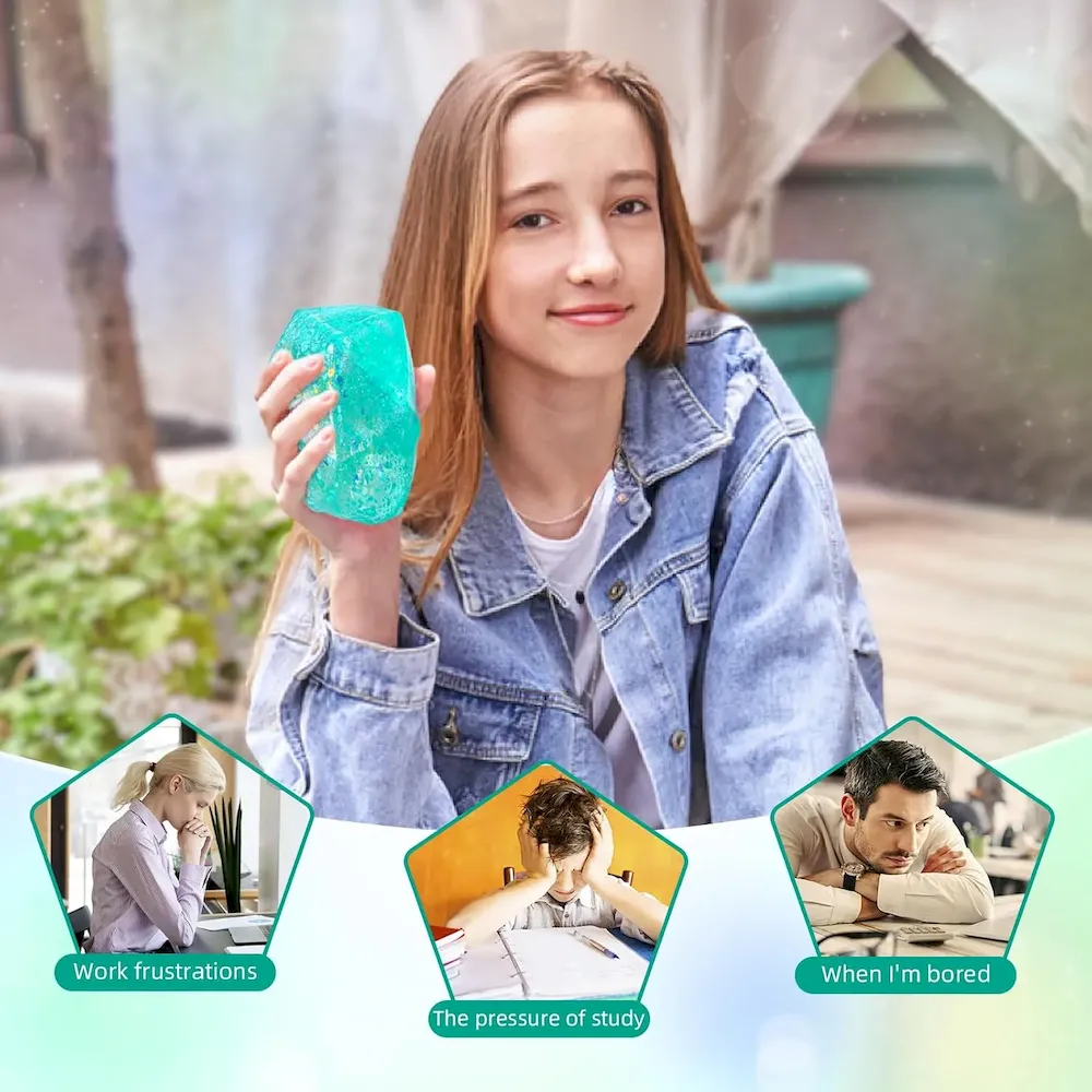 Premium Stress Cube Squishy Stress Balls for Adults and Kids. Ice Squishy Sugar Stress Ball Sensory Fidget Toys. Slow Rise Squeeze Cube for Anxiety Relief. Malt Sugar Stress Cube for Hand Exercise (Cyan) : Toys & Games - Image 5