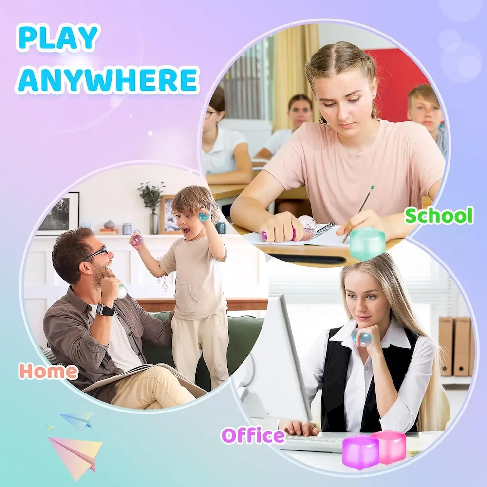 Premium APLIST Squishy Fidget Toys Stress Cube. 4 Pack Solid Ice Cube High Density Malt Sugar Filled. Sensory Anxiety Relief Item for Kids Adults. Quiet Fidgets for Classroom. Calming Toys for ADHD : Toys & Games - Image 5