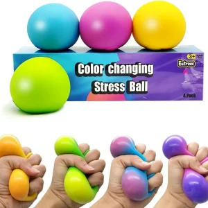 Premium Eutreec Stress Ball Toys Color Changing – Sensory Squeeze Toys Squishy Balls for Teens Kids and Adults Stress Relief Balls for Easter Stocking Party Bundle – 4 Pack(Green/Yellow/Blue/Pink) : Toys & Games