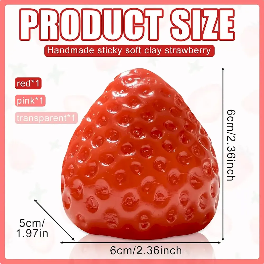 Premium 3Pcs Big Taba Squishies Strawberry. Cute Strawberry Squeeze Toys. Upgrade Fruit Squishies. Kawaii Sticky Stress Toy. Clear Fidget Toys. Valentines Gift for Kids. Teen Boys Girls Birthday Gift Ideas : Toys & Games - Image 2