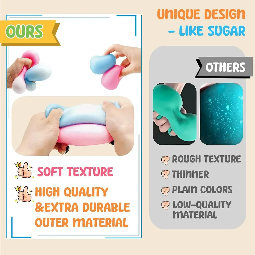 Premium Fidget Toys Stress Balls for Kids & Adults – Changes Color in The Sun -Slow Rise Dough Ball – Fidgets for Classroom – Squishy Fidget Toys Stretchy Squeeze Stress Relief Balls for Anxiety (Dough Blue) : Toys & Games - Image 5