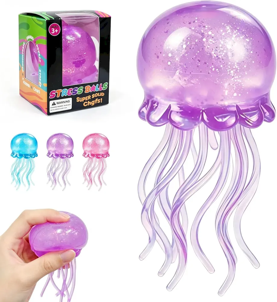 Premium Jellyfish Squeeze Toy.2.16inch Jellyfish Squishy Malt Sugar Balls Filled Squishy Sensory Fidget Toy.Ultra Soft Moldable Slow Rise Stress Relief Toy for Adults Anxiety Relief(Purple) : Grocery & Gourmet Food