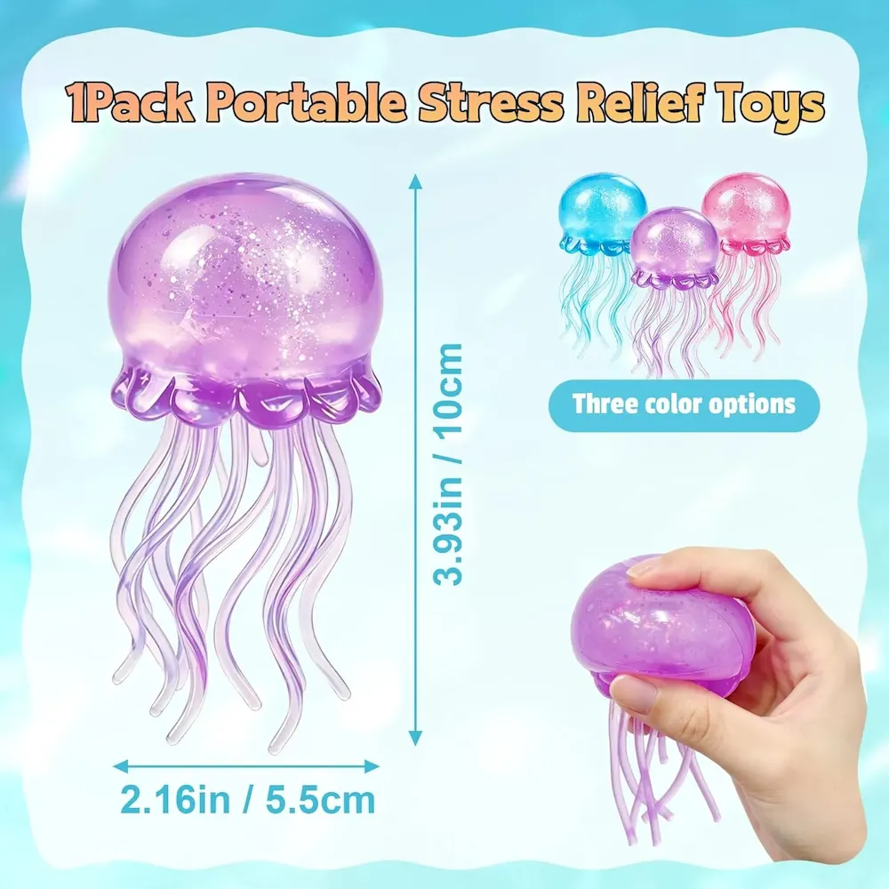 Premium Jellyfish Squeeze Toy.2.16inch Jellyfish Squishy Malt Sugar Balls Filled Squishy Sensory Fidget Toy.Ultra Soft Moldable Slow Rise Stress Relief Toy for Adults Anxiety Relief(Purple) : Grocery & Gourmet Food - Image 2