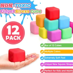 Alternative view of Premium 12 Pack Slow Rising Stress Cube. Dough Stress Balls Squishy Fidget Toys for Anxiety Relief. Soft Fidget Cube. Pull Stretch Squishy Toys for Classroom Prize. Party Favors for Kids Adults : Toys & Games