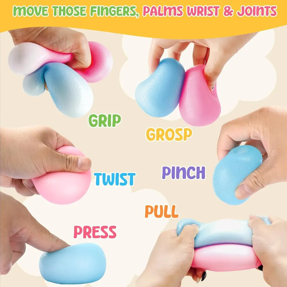 Premium Fidget Toys Stress Balls for Kids & Adults – Changes Color in The Sun -Slow Rise Dough Ball – Fidgets for Classroom – Squishy Fidget Toys Stretchy Squeeze Stress Relief Balls for Anxiety (Dough Blue) : Toys & Games - Image 4
