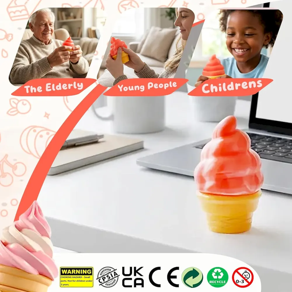 Premium Stress Relief Ice Cream Cone Squishy Toy – Play GORO Nice Cream Sensory Squeeze Fidget Toy. Soft Anti-Anxiety Toy for Kids Adults ADHD Autism : Toys & Games - Image 7