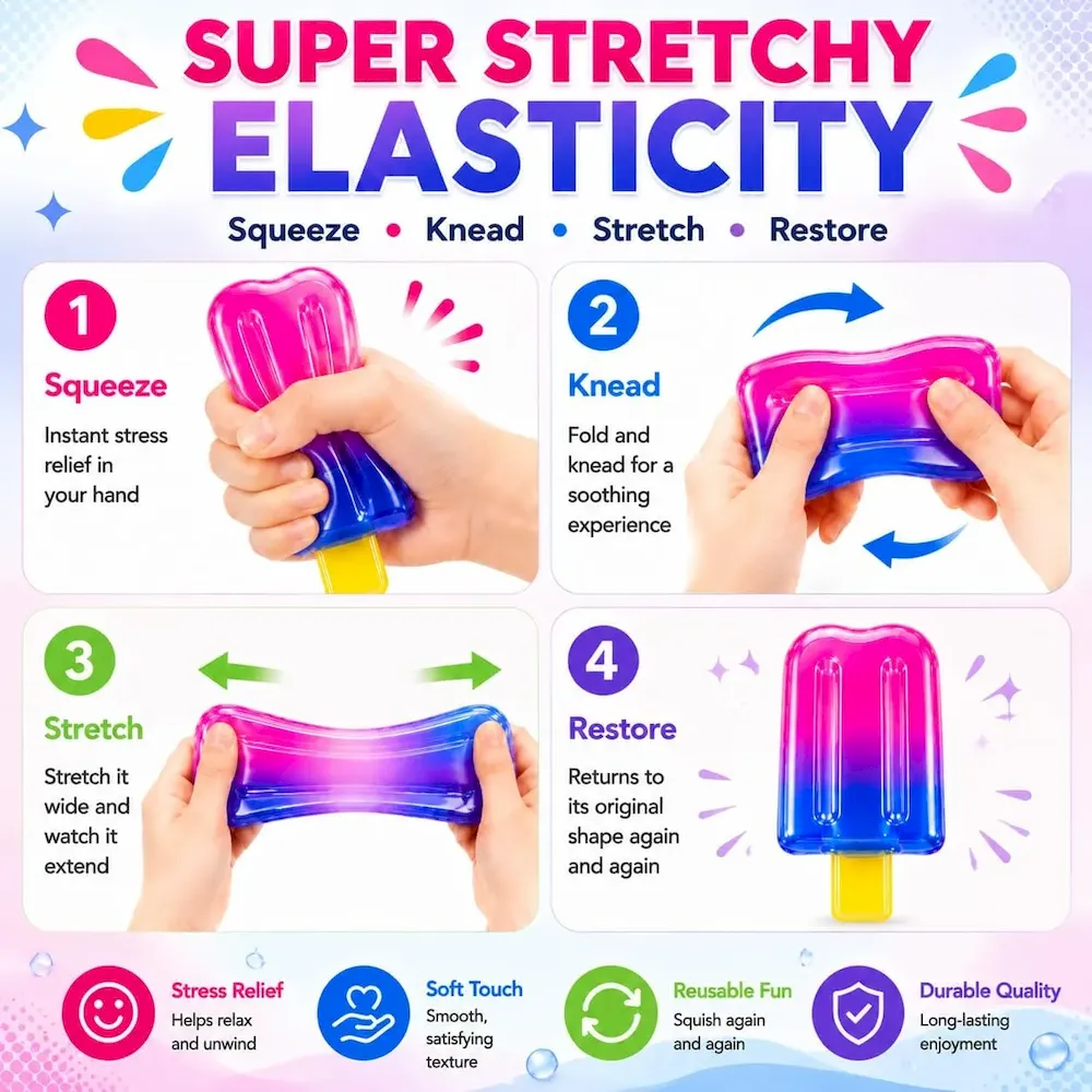 Premium 3 Pack Popsicle Squishy Toys C Slow Rising Ice Cream Stress Relief Fidget Squeeze Ball. Summer Party Favor & Birthday Gift for Kids Adults. Soft Sensory Desk Toy : Toys & Games - Image 3
