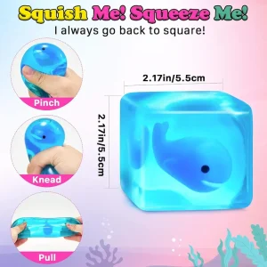 Alternative view of Premium Stress Cube Squishy Fidget Toys Kids Adults – Glow in The Dark Whale Squish Toy Sensory Toys for Kids with Autism Stress Balls for Kids Squeeze Toys for Anxiety Stress Relief Easter Basket Stuffers : Toys & Games