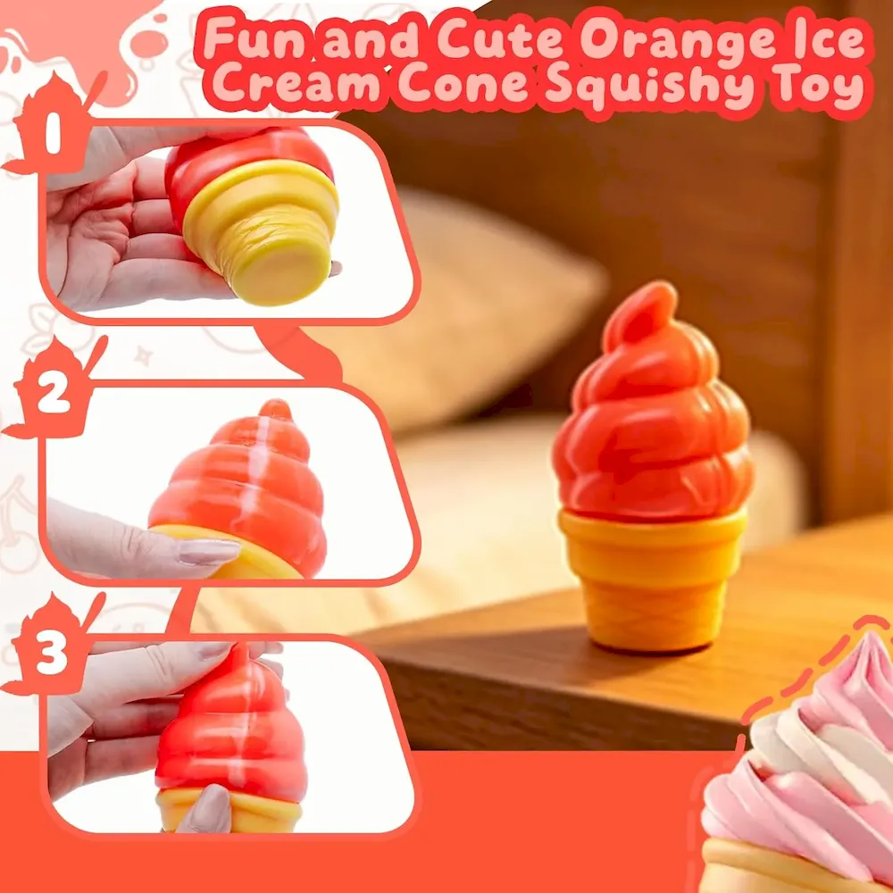 Premium Stress Relief Ice Cream Cone Squishy Toy – Play GORO Nice Cream Sensory Squeeze Fidget Toy. Soft Anti-Anxiety Toy for Kids Adults ADHD Autism : Toys & Games - Image 2
