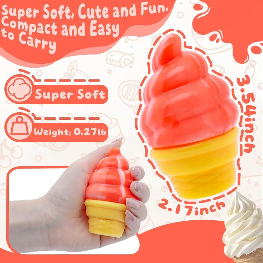 Premium Stress Relief Ice Cream Cone Squishy Toy – Play GORO Nice Cream Sensory Squeeze Fidget Toy. Soft Anti-Anxiety Toy for Kids Adults ADHD Autism : Toys & Games - Image 3