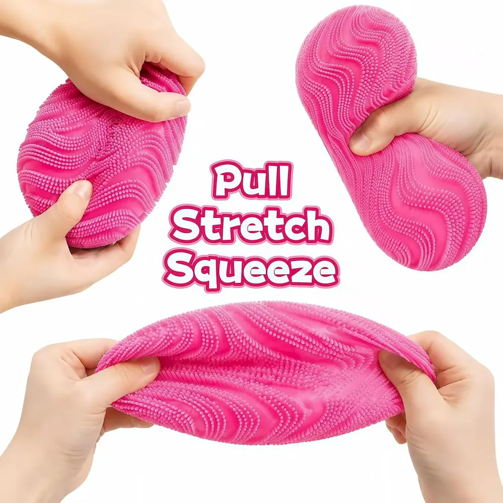 Premium Fuzz Ball Squishy 2 Pcs. Squishy Fuzz Ball Soft Sensory Squeeze Toys. Stress Balls for Adults. Anxiety Stress Relief Fuzzball. Office Desk Decor (Pink & Blue) : Toys & Games - Image 5