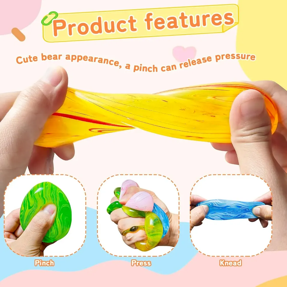 Premium 4Pack Easter Eggs Squishy Fidget Toys Squeeze Toys for Kids Girls Boys Colorful Marbled Squishy Balls Stress Balls Easter Egg Fillers Stress Relief Sensory Toys Anxiety Relief : Home & Kitchen - Image 3
