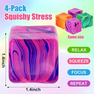 Alternative view of Premium 4 Pack Fidget Toys. Squishy Cube. Ice Cube Squishy for Anxiety & Stress Relief for Adults. Slow Rise Sensory Stress Balls. Classroom Prizes : Toys & Games