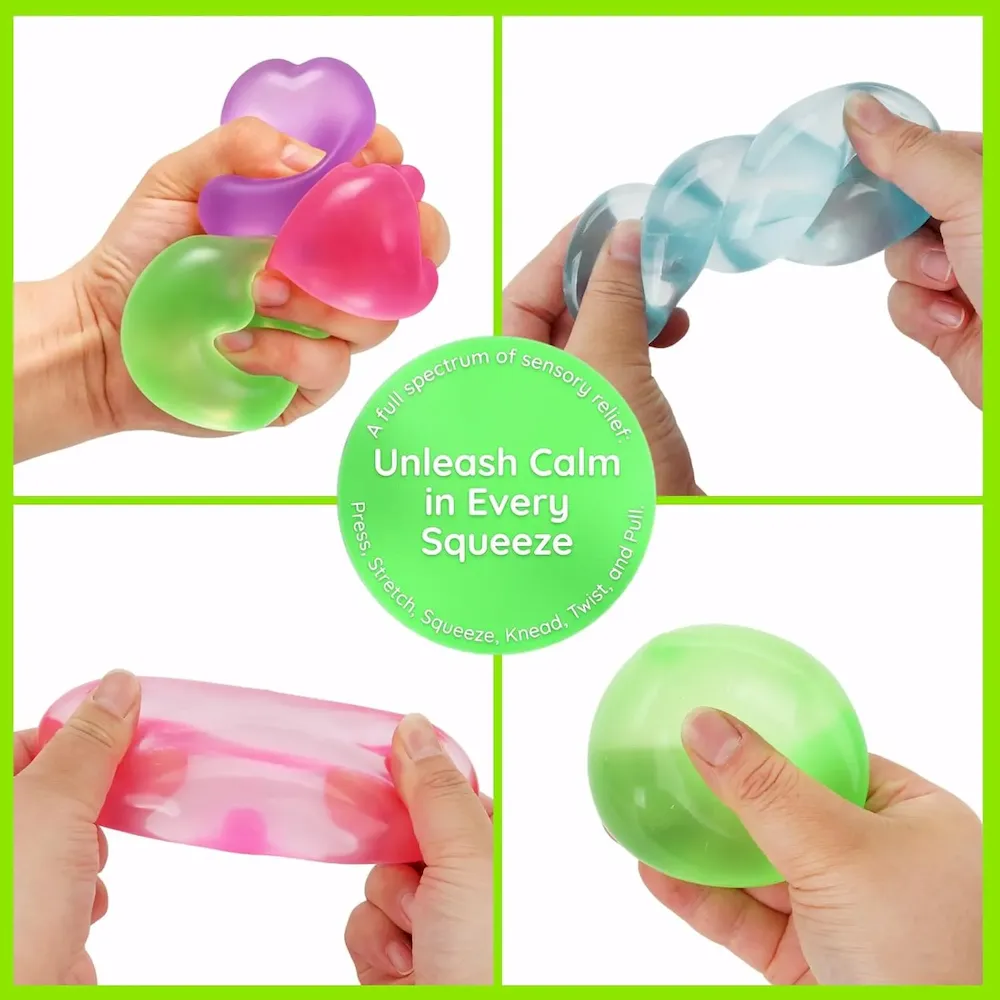 Premium 4 Pcs Stress Cube Glow in The Dark. Slow Rising Squishy Fidget Toys for Adults Teens Boys Girls Anxiety Relief Squeeze Stress Balls Sensory Toys for Kids with Autism Party Favors Gifts : Toys & Games - Image 5