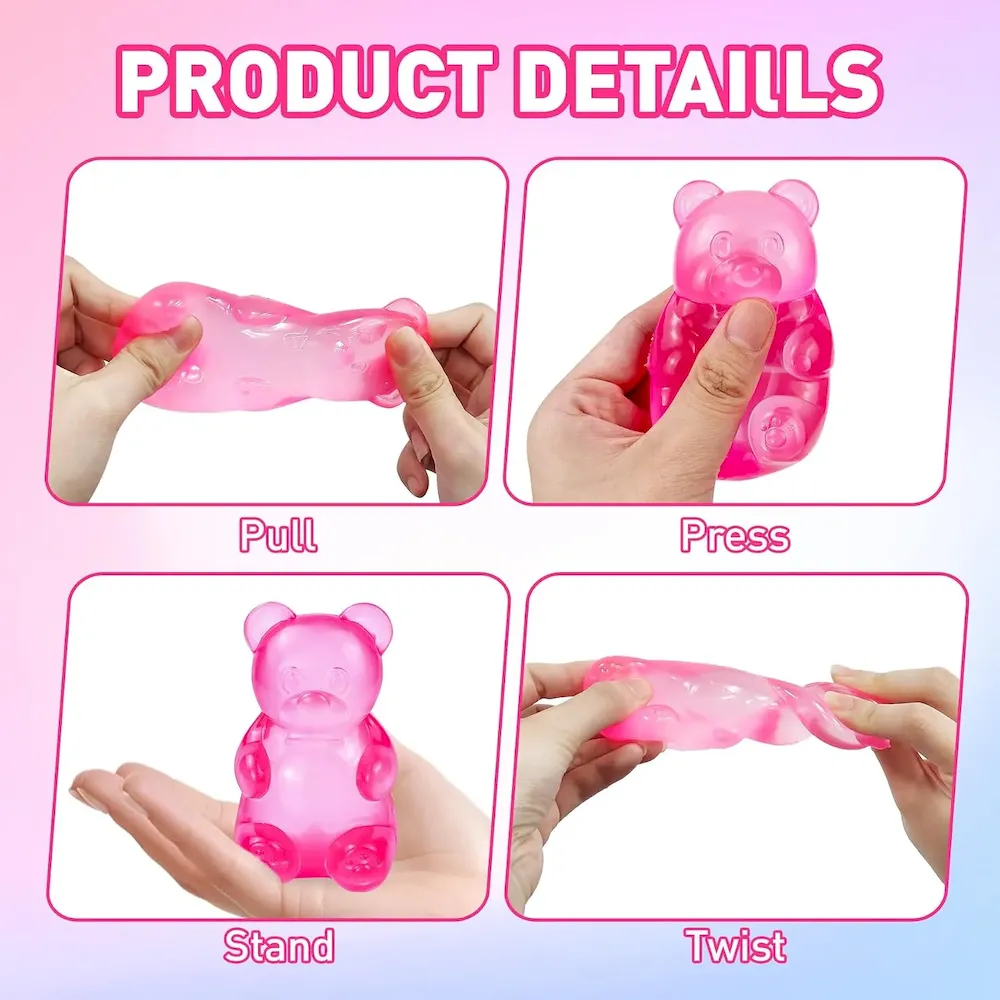 Premium Gummy Bear Squishy. Stress Bear Taba Squishy. Taba Squishy Toys for Kids. Stress Balls Valentines Day Gifts Birthday Gifts Party Favors-Rosy : Toys & Games - Image 5