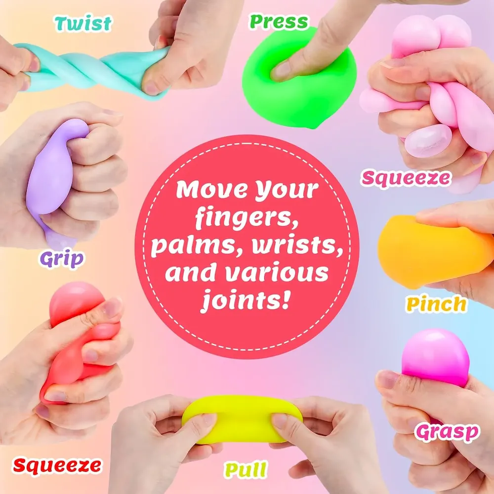 Premium 12 Pack Slow Rising Stress Cube. Dough Stress Balls Squishy Fidget Toys for Anxiety Relief. Soft Fidget Cube. Pull Stretch Squishy Toys for Classroom Prize. Party Favors for Kids Adults : Toys & Games - Image 3