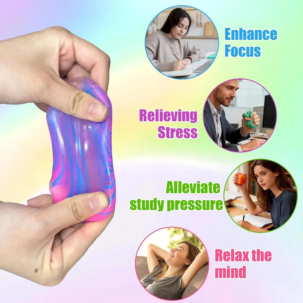 Premium 4 Pack Fidget Toys. Squishy Cube. Ice Cube Squishy for Anxiety & Stress Relief for Adults. Slow Rise Sensory Stress Balls. Classroom Prizes : Toys & Games - Image 4