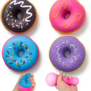 Premium LovesTown 4PCS Donut Stress Ball – Artificial Donut Sensory Toys for Birthday Party Favors. Photo Props & Display : Toys & Games