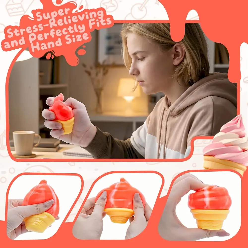 Premium Stress Relief Ice Cream Cone Squishy Toy – Play GORO Nice Cream Sensory Squeeze Fidget Toy. Soft Anti-Anxiety Toy for Kids Adults ADHD Autism : Toys & Games - Image 6