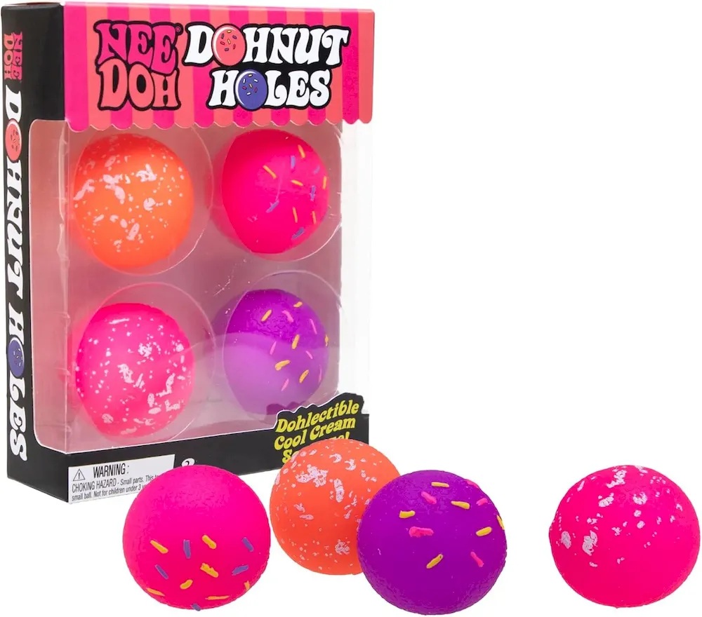 Premium Schylling NeeDoh Dohnut Hole Needoh 4 Pack – Sensory Squeeze Toy – 1.5 in Diameter – Colors May Vary : Toys & Games