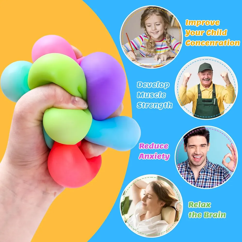 Premium 12 Pack Slow Rising Stress Cube. Dough Stress Balls Squishy Fidget Toys for Anxiety Relief. Soft Fidget Cube. Pull Stretch Squishy Toys for Classroom Prize. Party Favors for Kids Adults : Toys & Games - Image 6