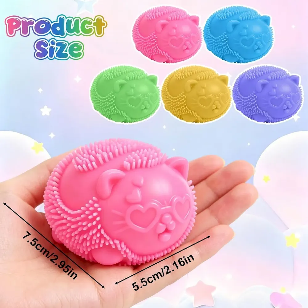 Premium Cool Cat Squeeze Squishy. Cute Cat Stress Fuzz Ball. Slow Rise Sensory Fidget Balls.Sensory Stress Ball Relief (Blue) : Toys & Games - Image 7