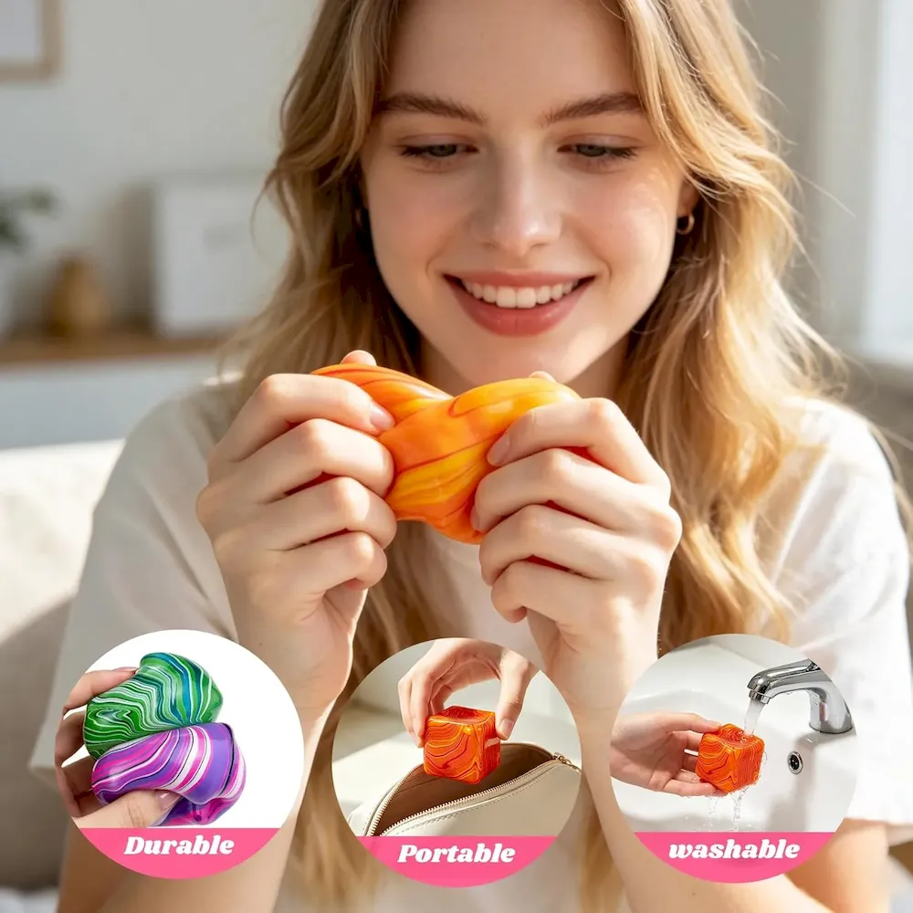 Premium Fidget Toys. Stress Cube.1.97 inch Swirl Stress Cube Squishy Toys. Swirl Cubes Squishies for for Anxiety Stress Relief & Easter Basket Suffers Classroom Prizes (Orange) : Toys & Games - Image 6