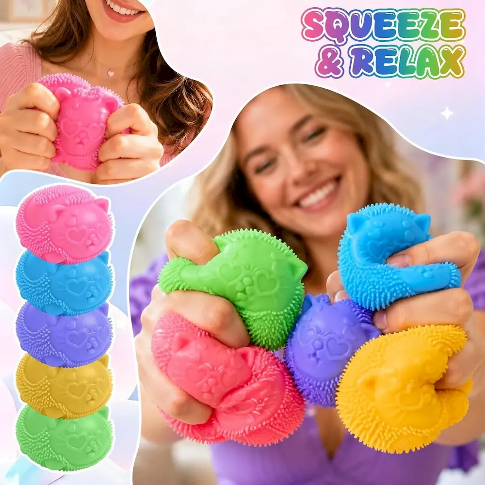 Premium Cool Cat Squeeze Squishy. Cute Cat Stress Fuzz Ball. Slow Rise Sensory Fidget Balls.Sensory Stress Ball Relief (Blue) : Toys & Games - Image 6