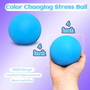 Alternative view of Premium Giant Squishy Stress Balls for Kids and Adults. 4-inch Jumbo Squeeze Balls. Stretchy Dough Stress Ball Squishy Toys for Kids Party Favors. Sensory Toys | Blue Color Changing Stress Relief Balls : Toys & Games