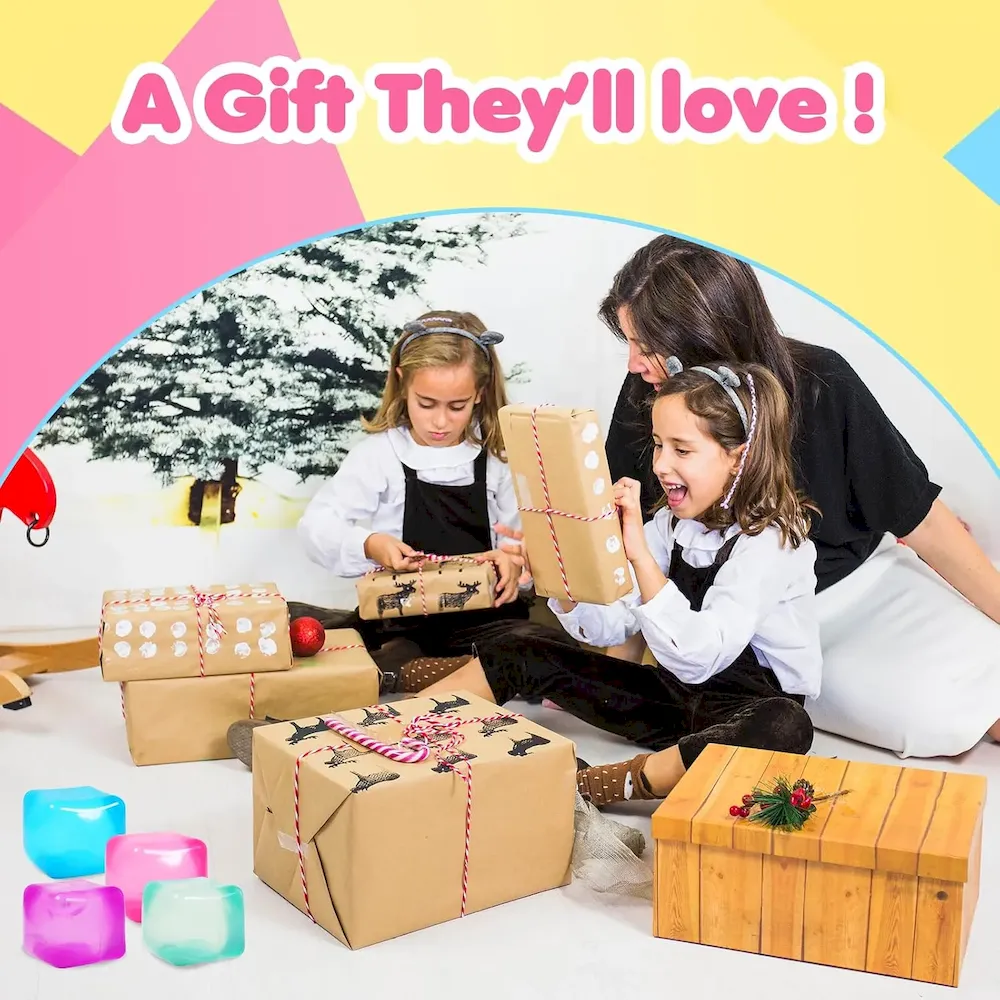 Premium 3pack Stress Cube Squishy Stress Balls for Adults Kids Fidget Toy for Your Best Mellow and Chill -Ice Cubes-Square Shape with Filling in Pink Purple Blue (3pcs Cube ) : Toys & Games - Image 7