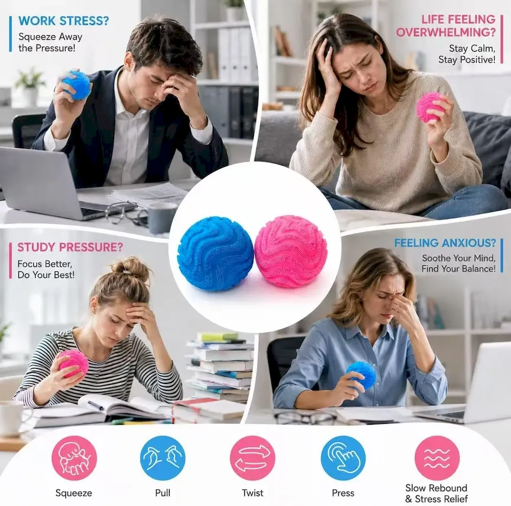 Premium Fuzz Ball Squishy Stress Ball.Soft Fidget Squishy Fuzz Squeeze Ball for Adults.Anxiety Stress Relief Toys.Party Favors Gift for Adults (Pink Ball) : Toys & Games - Image 2