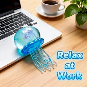 Alternative view of Premium Jellyfish-Shaped Squeeze Toy. Slow-Rebound Stress-Relieving Ball. Soft and Elastic Sensory Stress-Relieving Toy. Squeezing Toys can Effectively Relieve Anxiety and Stress ((Blue)) : Toys & Games