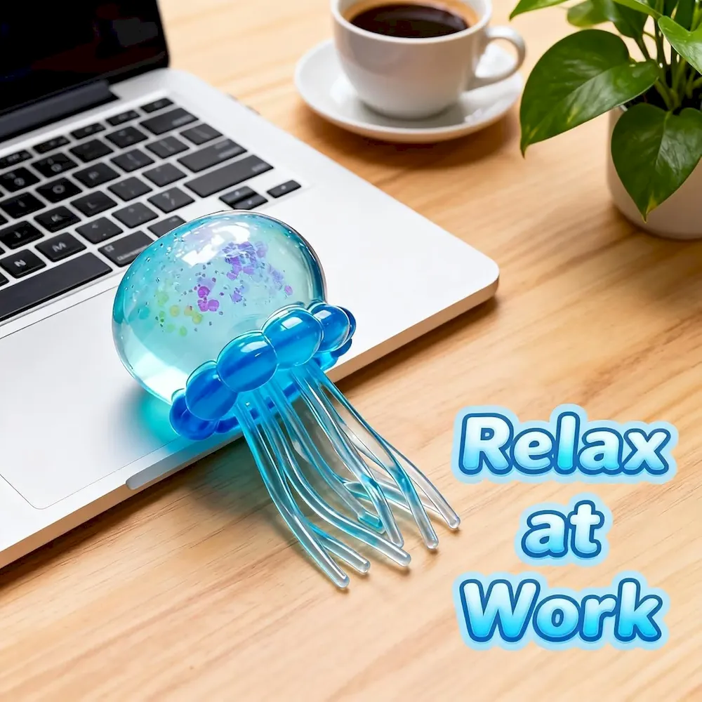 Premium Jellyfish-Shaped Squeeze Toy. Slow-Rebound Stress-Relieving Ball. Soft and Elastic Sensory Stress-Relieving Toy. Squeezing Toys can Effectively Relieve Anxiety and Stress ((Blue)) : Toys & Games - Image 2