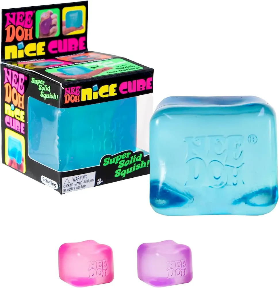 Premium Schylling Needoh Nice Cube – Sensory Squeeze Toy with Super Solid Squish – 2.25 Cube – Colors May Vary (Pack of 1) – Bilingual Packaging : Toys & Games